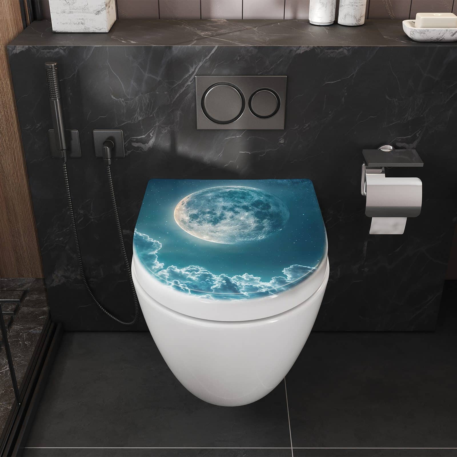 WC-Sitz mit Absenkautomatik Mond über Wolken