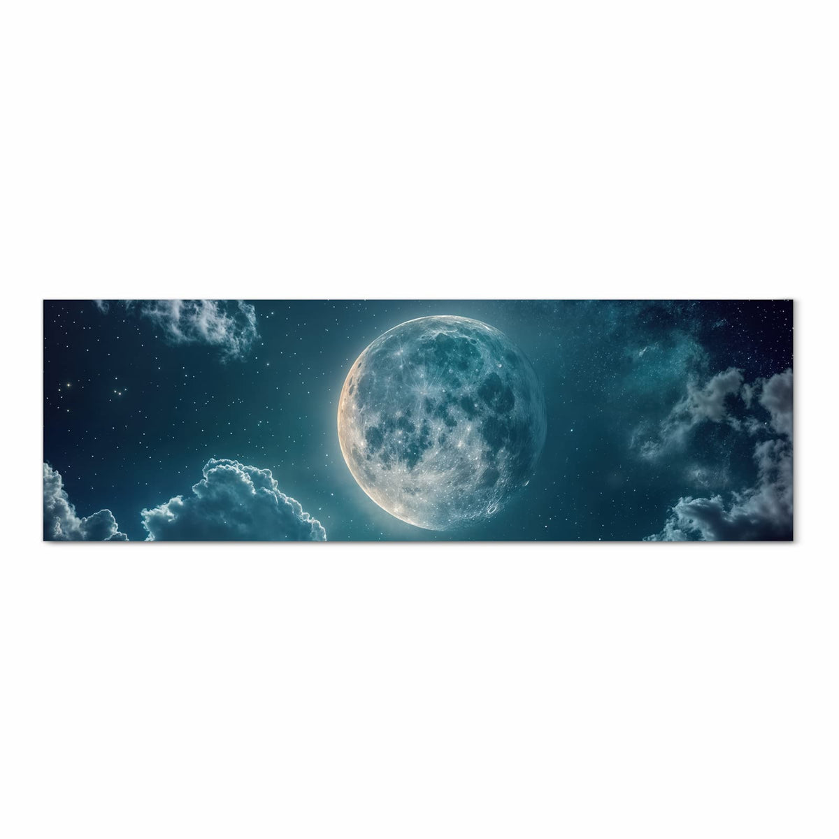 Farbbeständiger abwaschbarer Küchenläufer mit Motiv Mond über Wolken in Frontansicht