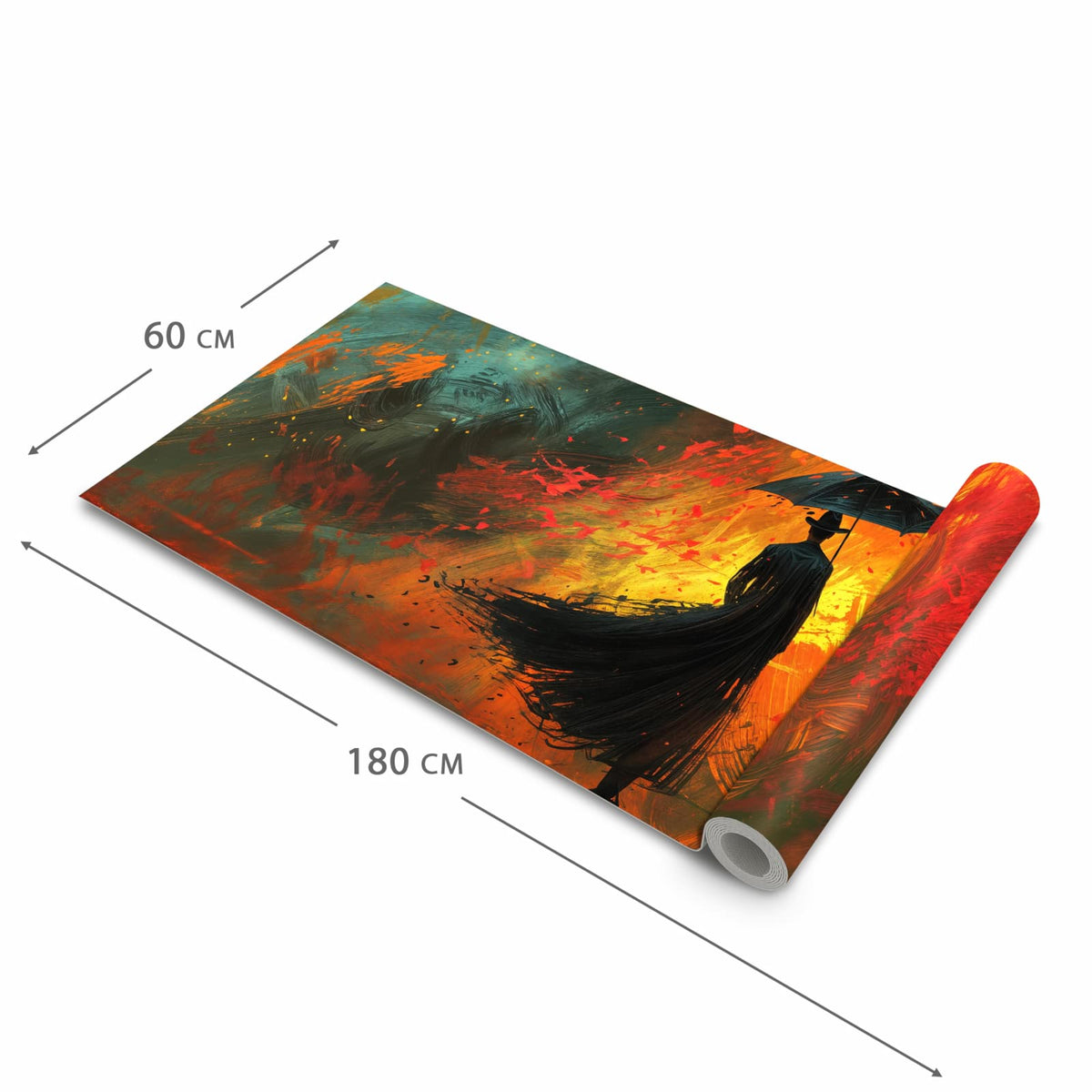 Küchenteppich mit Motiv Mann Mit Regenschirm in der Grösse 60x270 cm für sichere Aufbewahrung