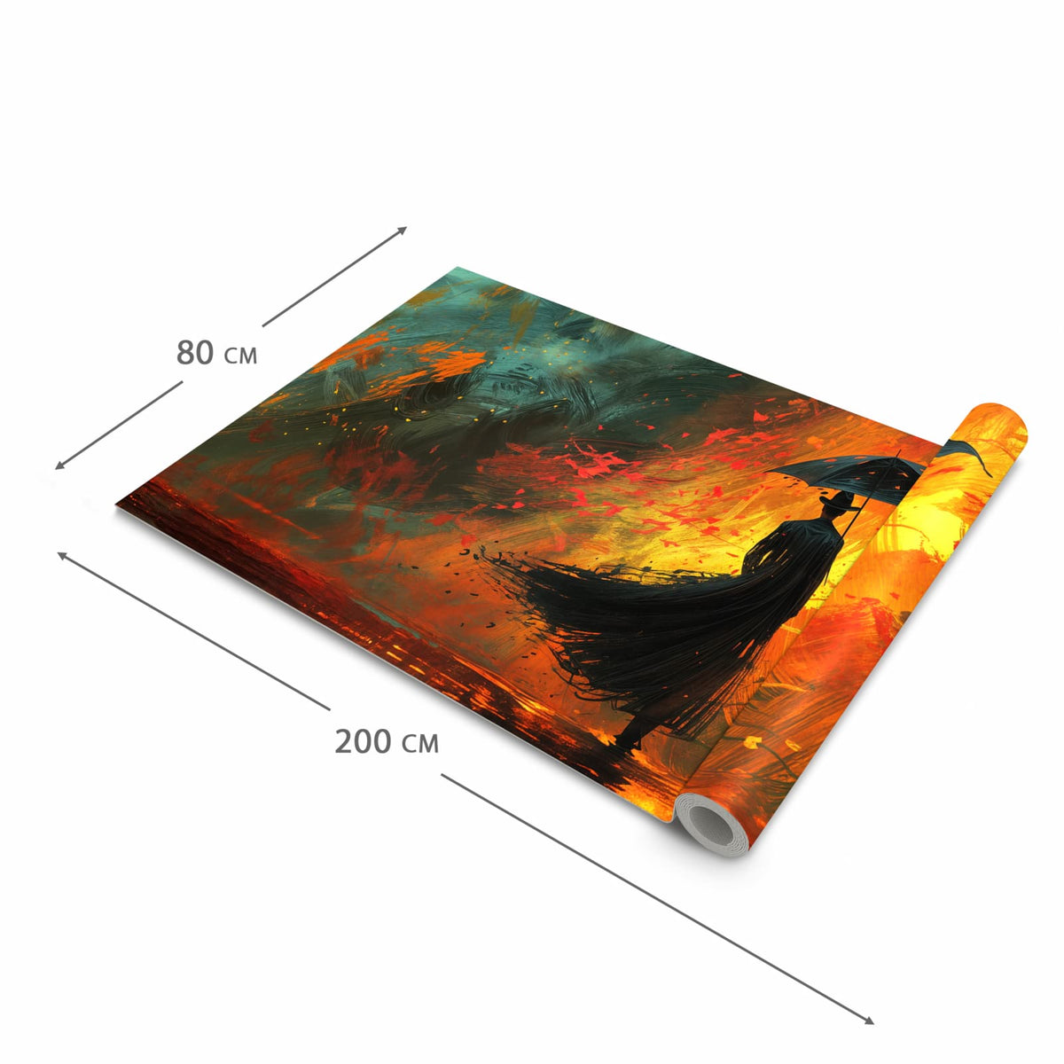 Komfortabler Läufer Küche mit Motiv Mann Mit Regenschirm in der Grösse 60x270 cm