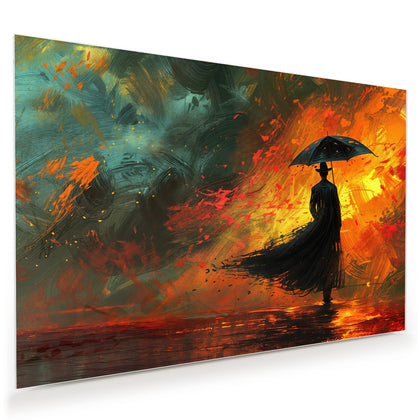 Wandbild mit dem Motiv Silhouette mit Schirm
