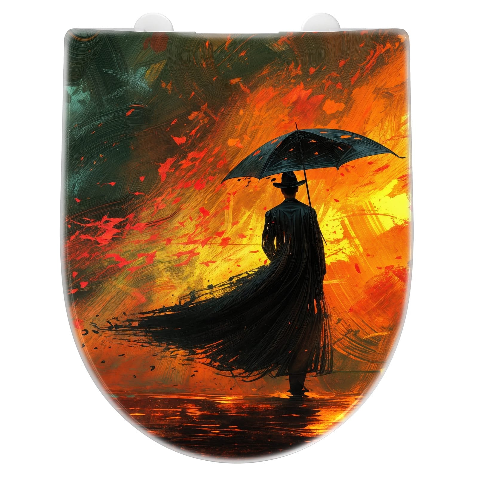 WC-Sitz mit Absenkautomatik Mann Mit Regenschirm