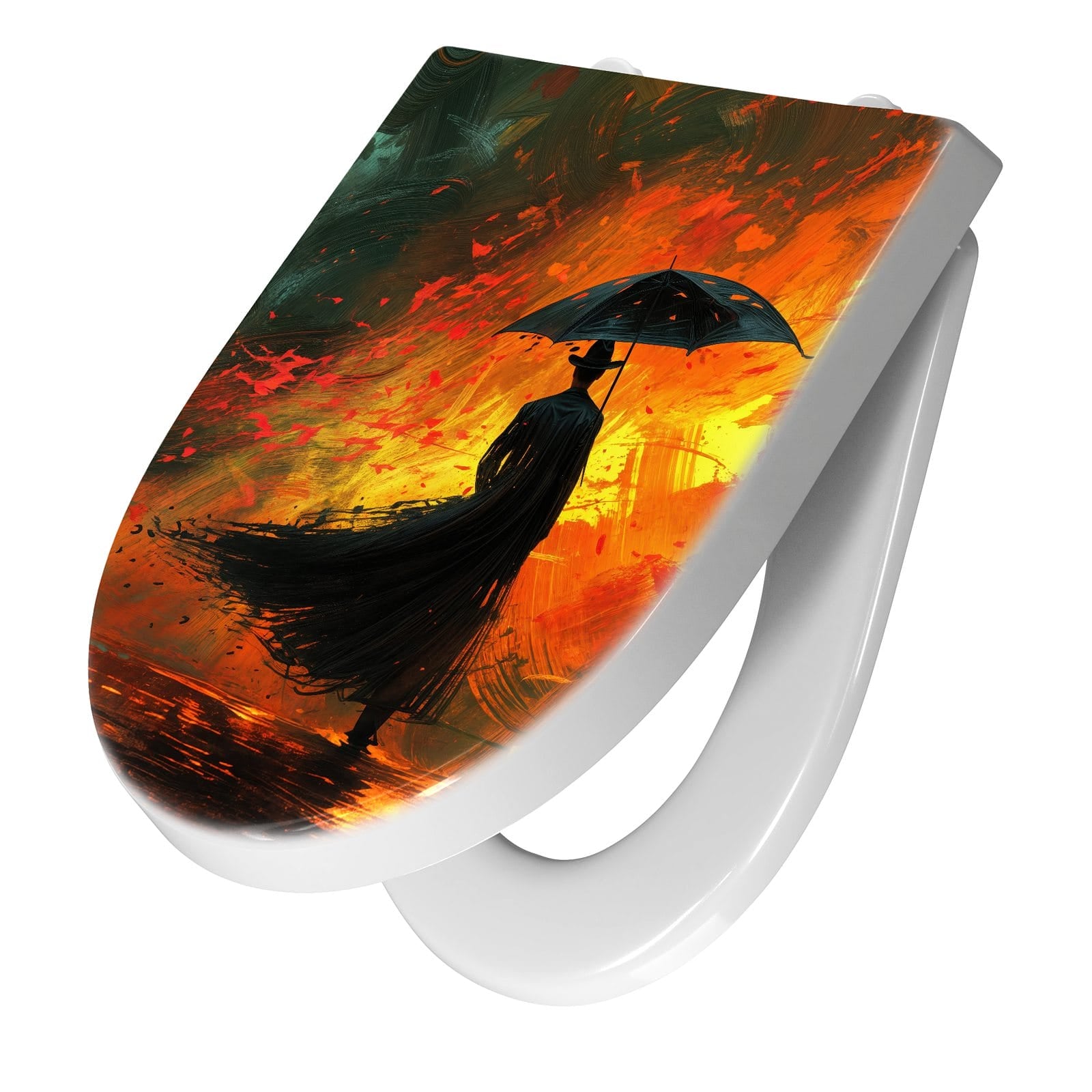 WC-Sitz mit Absenkautomatik Mann Mit Regenschirm