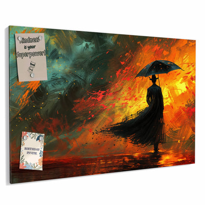 Metall Magnettafel mit dem Motiv Silhouette mit Schirm