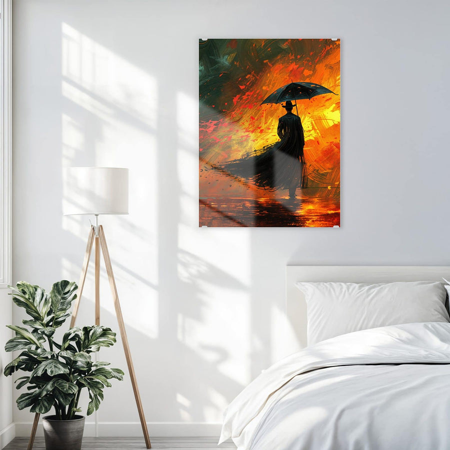 Maße Wandbild - Silhouette mit Schirm - Hochformat
