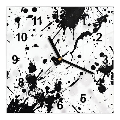 Wanduhr Quadratisch mit dem Motiv Tintenspritzer