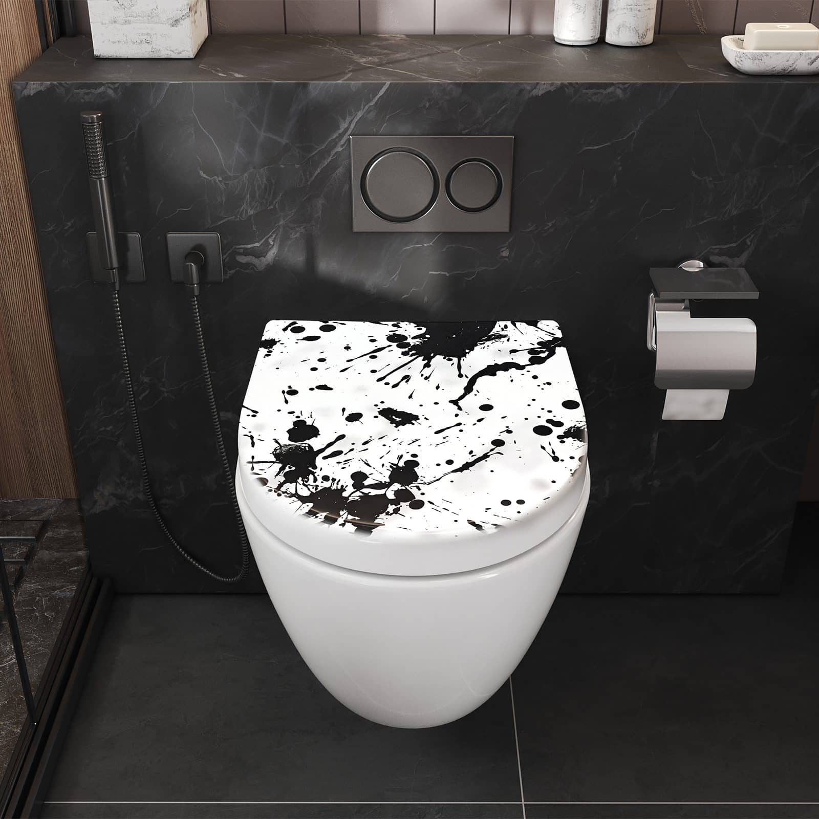 WC-Sitz mit Absenkautomatik Farbkleckse