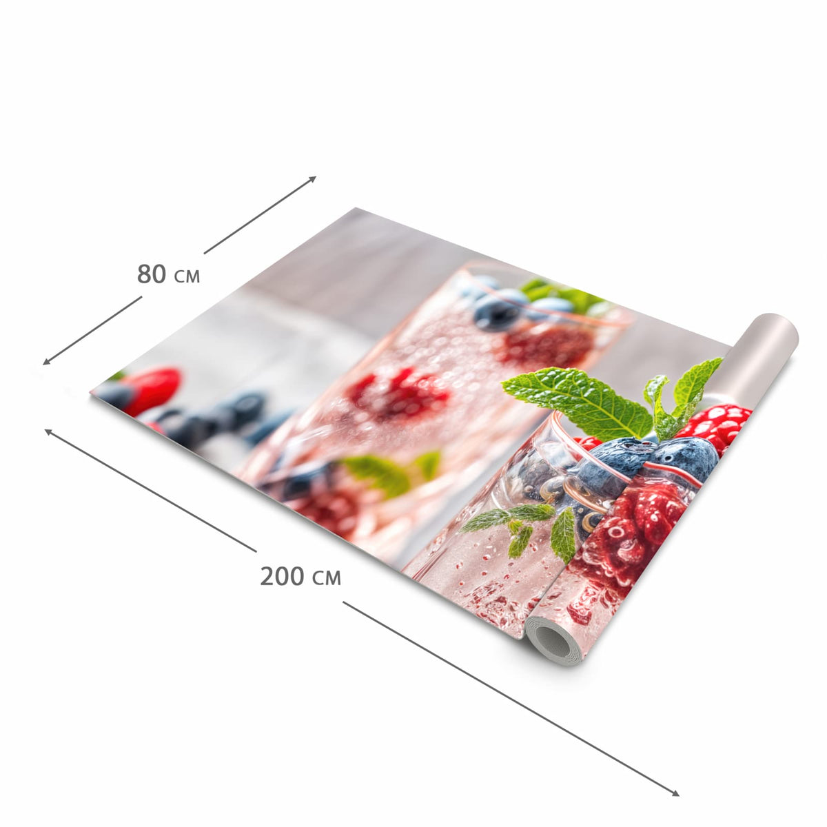 Fleckenresistenter großer Küchenteppich mit Motiv Cocktail Beeren in der Größe 60x240 cm