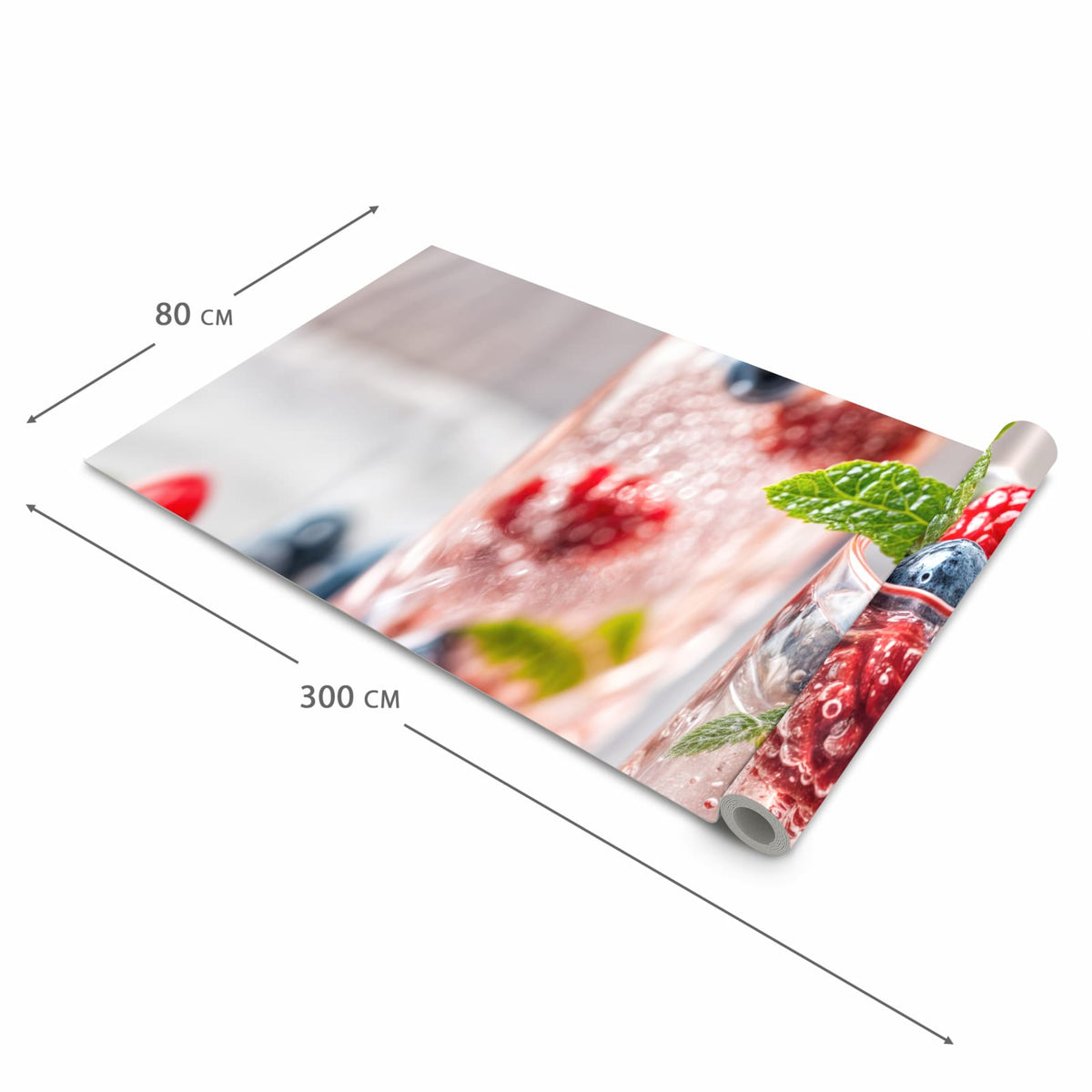 Langlebiger Küchenläufer mit Motiv Cocktail Beeren in der Grösse 60x240 cm