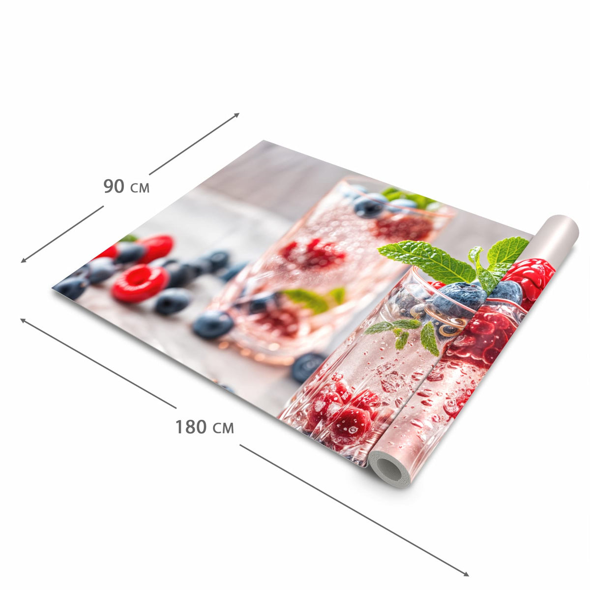 Flacher Küchenläufer mit Motiv Cocktail Beeren in der Grösse 60x240 cm