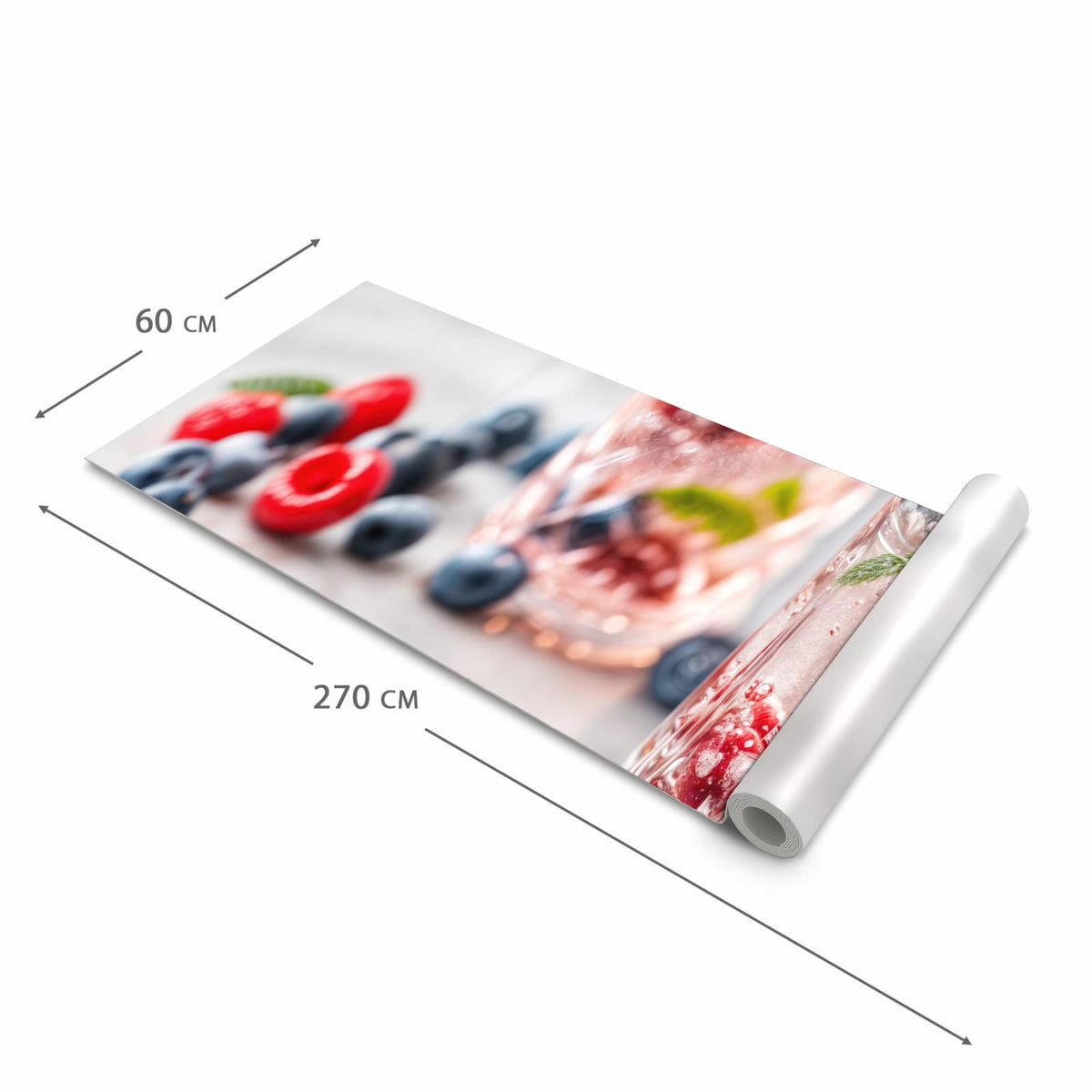 UV-beständiger Küchenteppich mit Motiv Cocktail Beeren in der Größe 60x240 cm