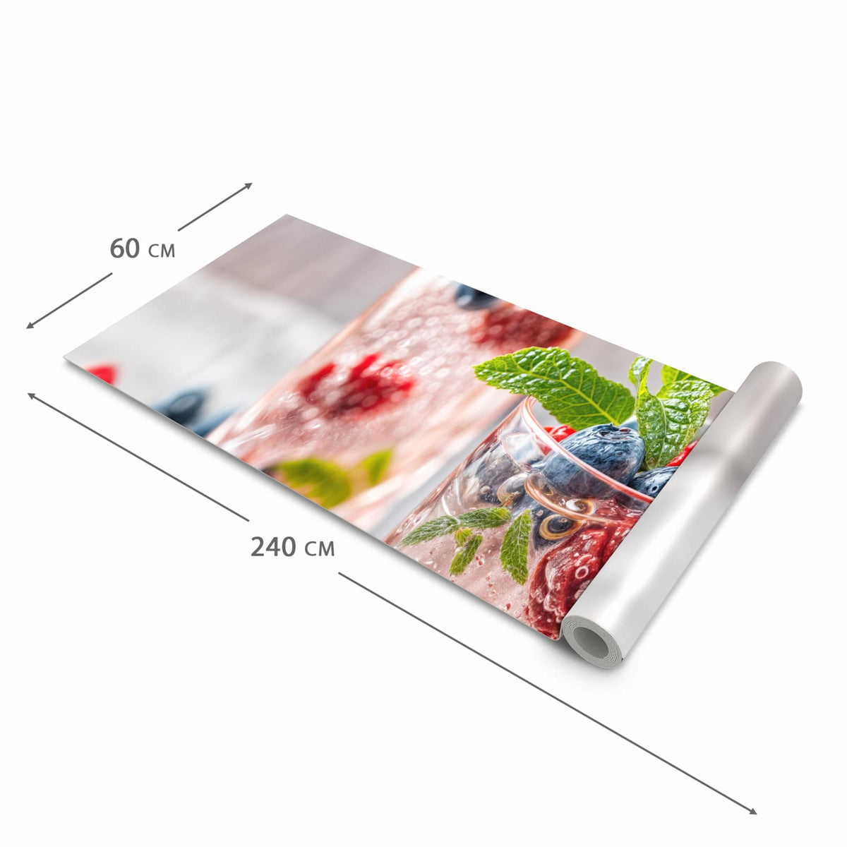 Abriebfester rutschfester Küchenteppich mit Motiv Cocktail Beeren in der Grösse 60x240 cm