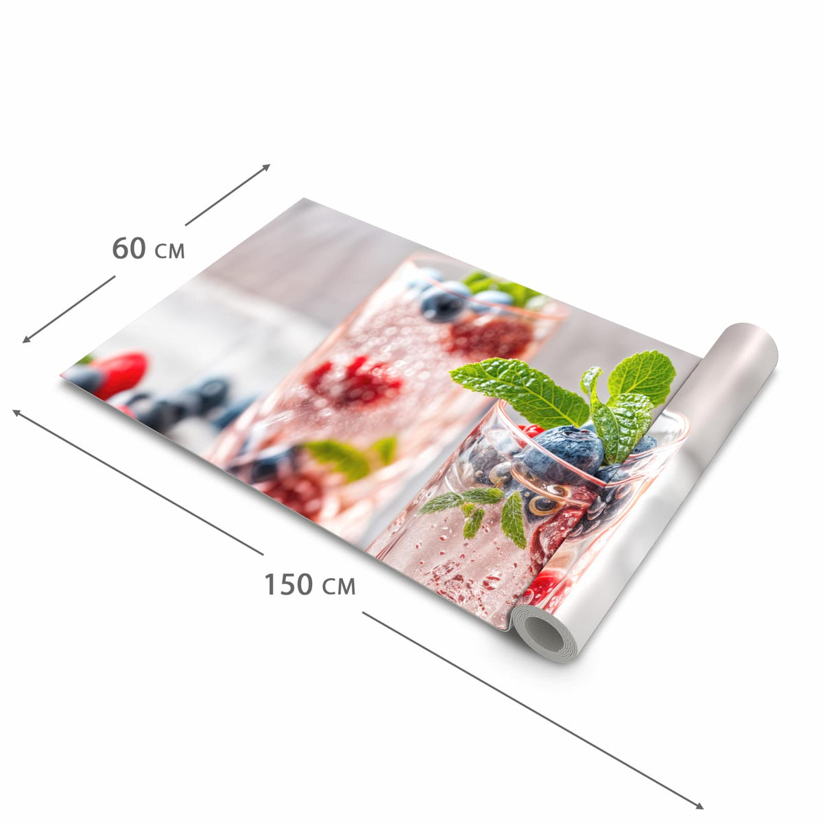 Zeitsparender waschbarer Küchenteppich mit Motiv Cocktail Beeren in der Grösse 60x240 cm