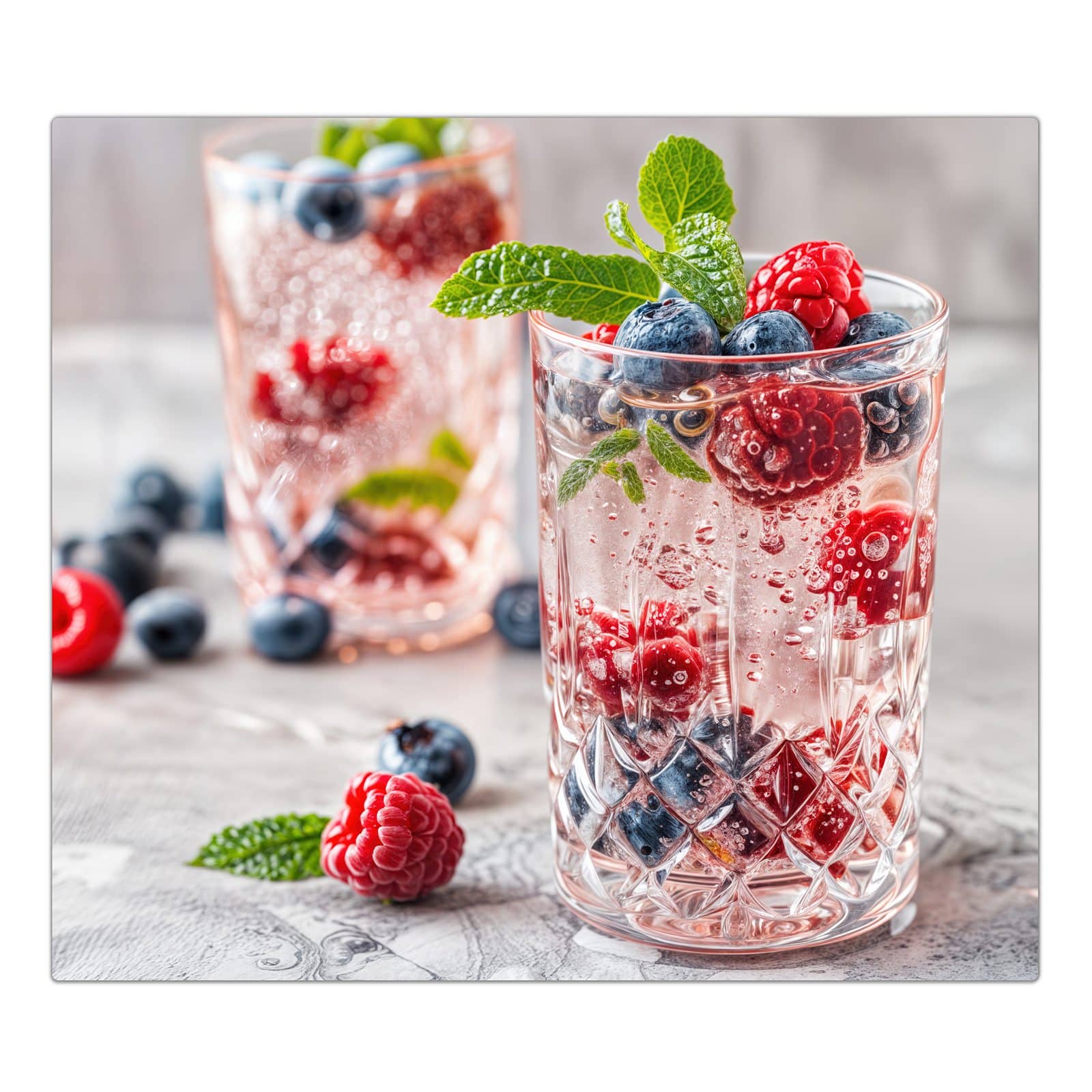 1-teilige Glasplatte für Herd mit Cocktail Beeren-Motiv in der Frontansicht #grösse_1-Teilig (60x52cm)
