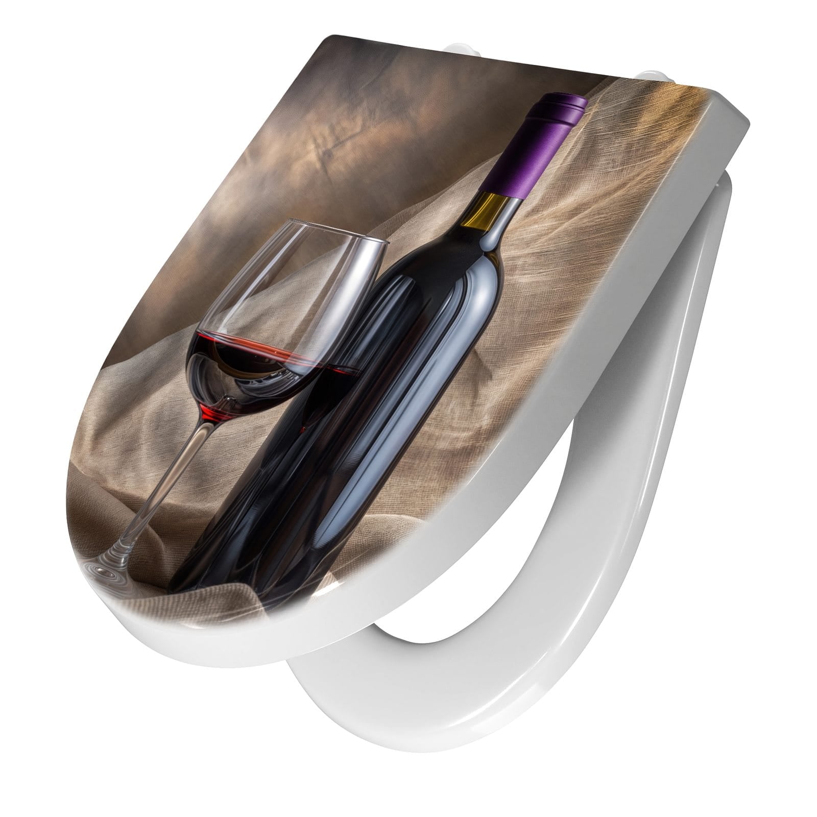 WC-Sitz mit Absenkautomatik Wein mit Glas