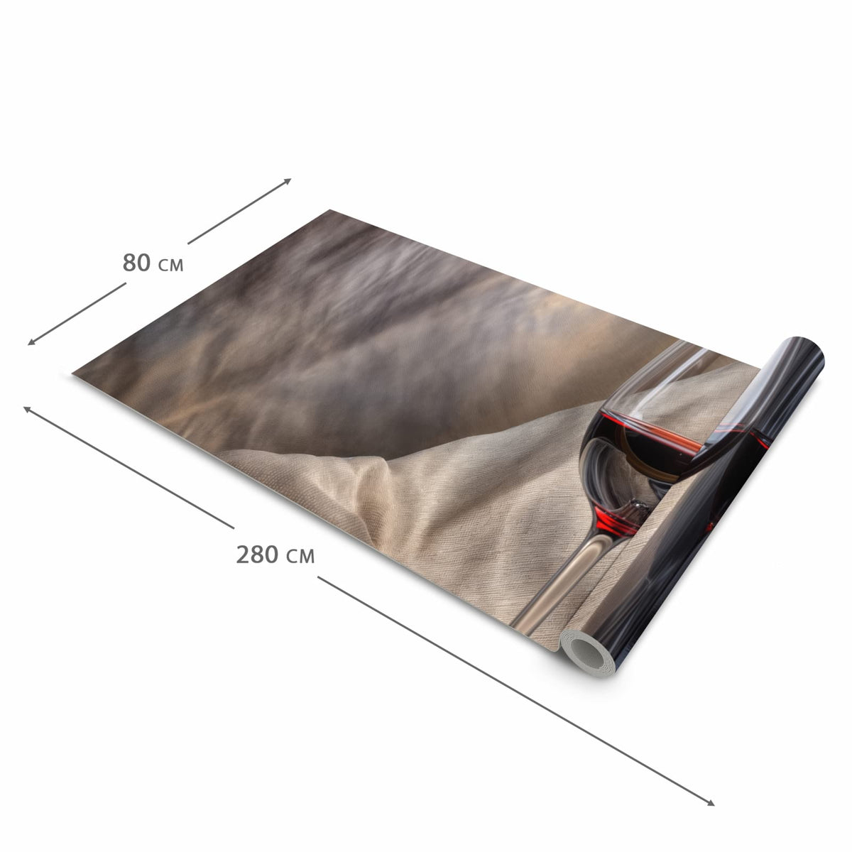 Waschbarer Küchenteppich mit Motiv Wein mit Glas in der Größe 60x240 cm für Ordnung