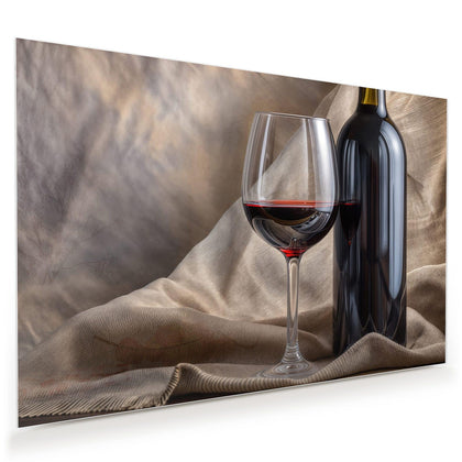 Wandbild mit dem Motiv Weinflasche und Glas