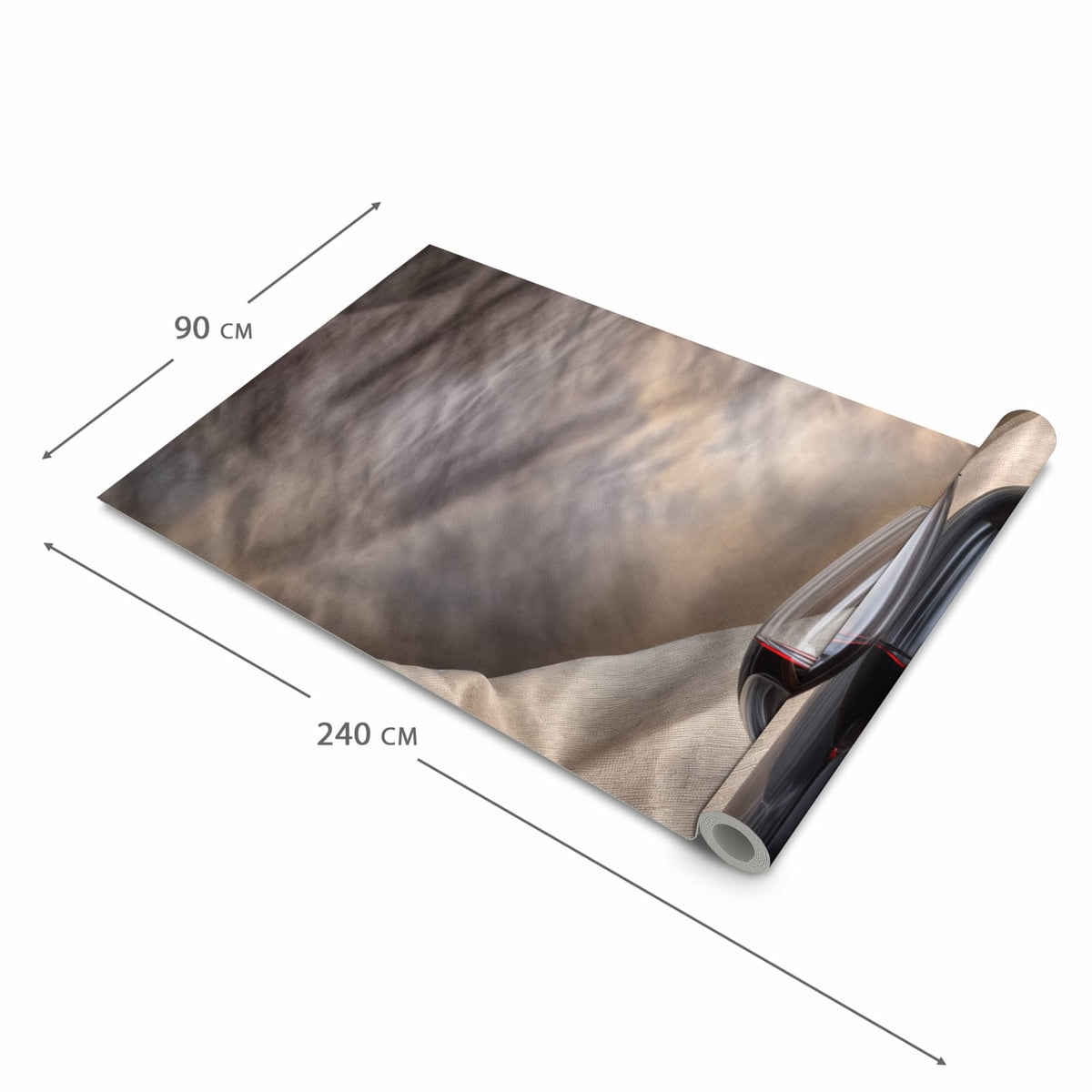 Formstabiler Bodenläufer Teppich mit Motiv Wein mit Glas in der Grösse 60x240 cm