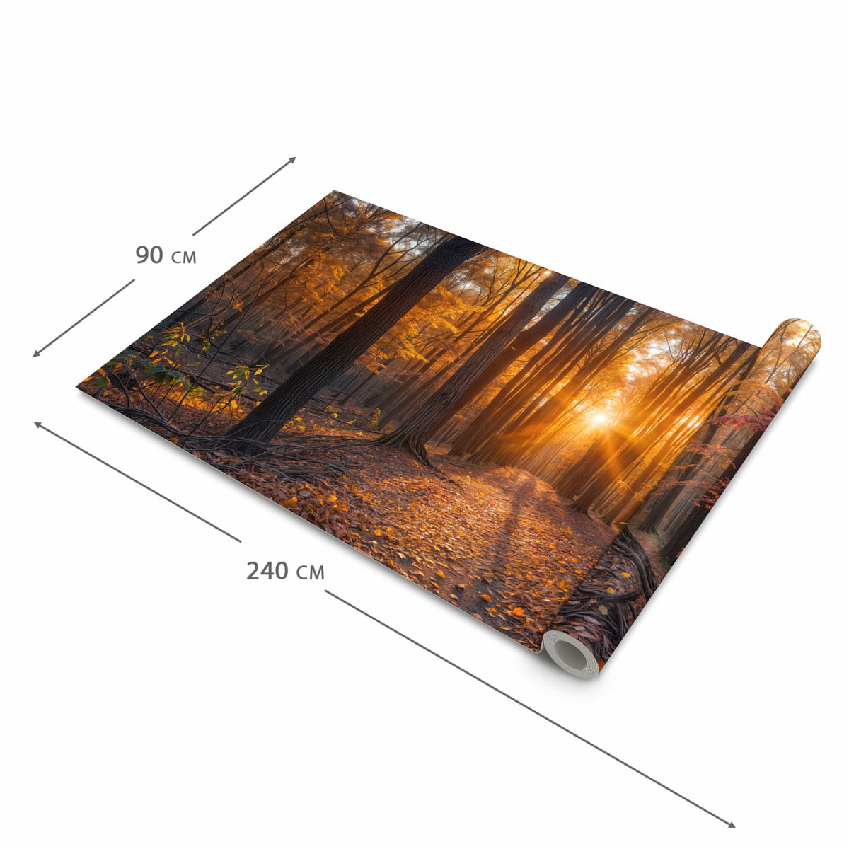 Rutschfester Teppichläufer für die Küche mit Motiv Sonnenuntergang Wald in der Grösse 60x240 cm