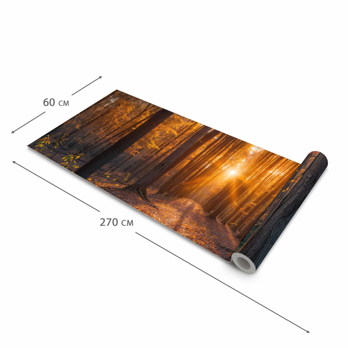 Wasserabweisender Läufer für die Küche mit Motiv Sonnenuntergang Wald in der Grösse 60x180 cm