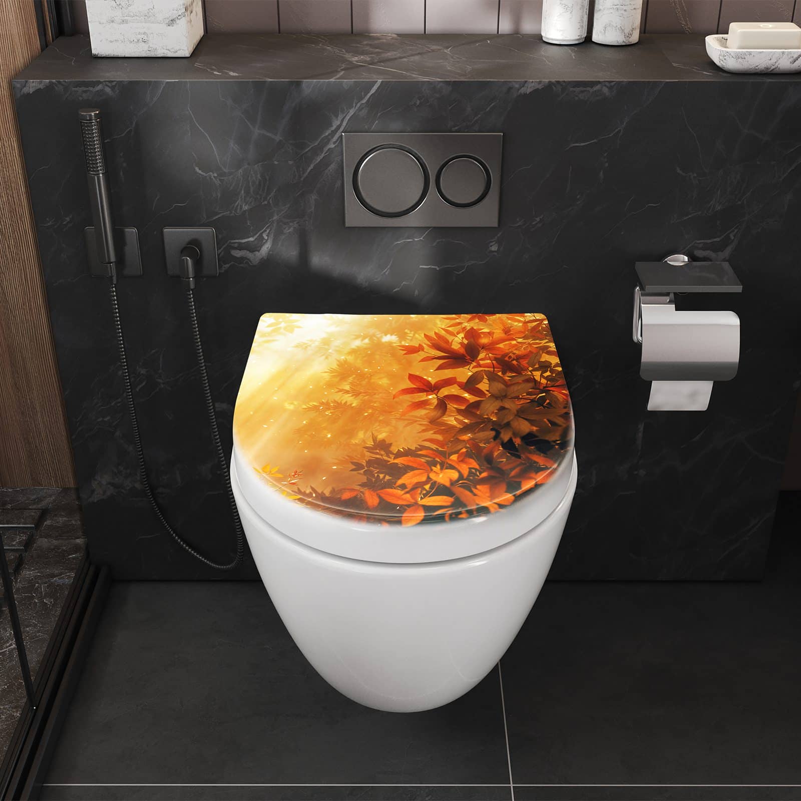 WC-Sitz mit Absenkautomatik Herbstlicher Wald