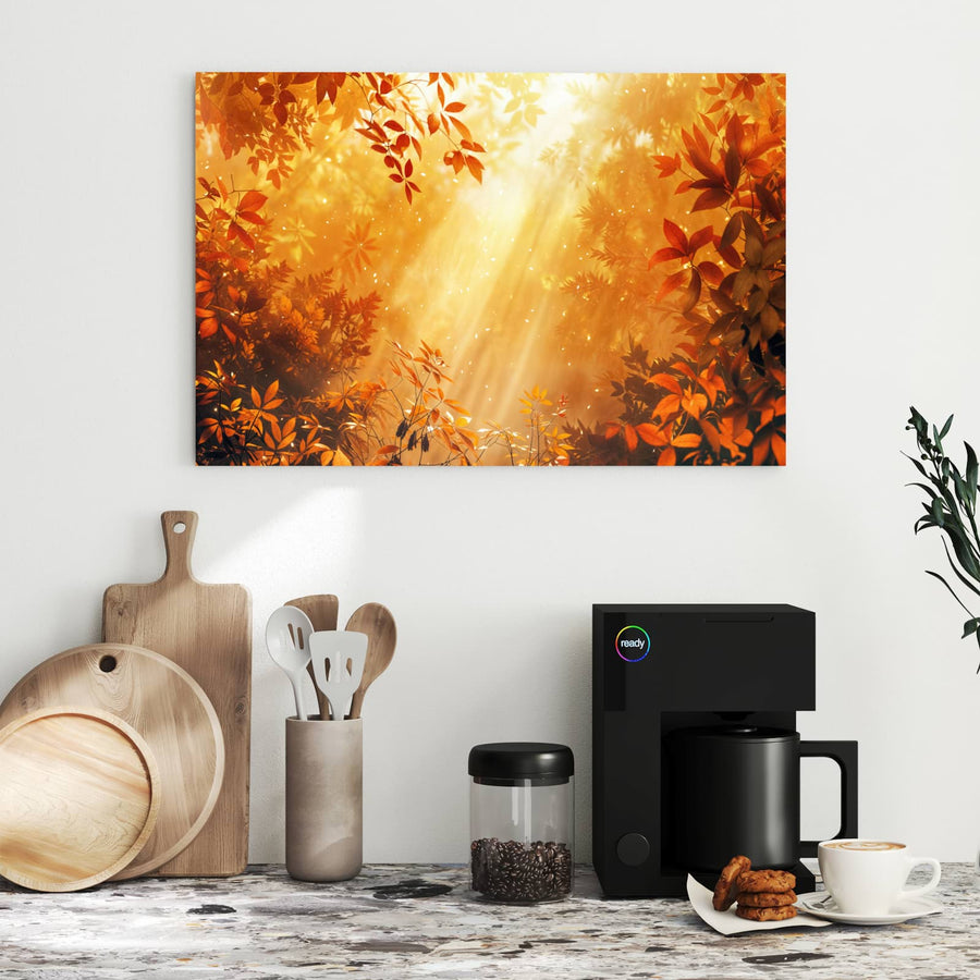 Maße Metall Magnettafel - Herbstwald im Gegenlicht
