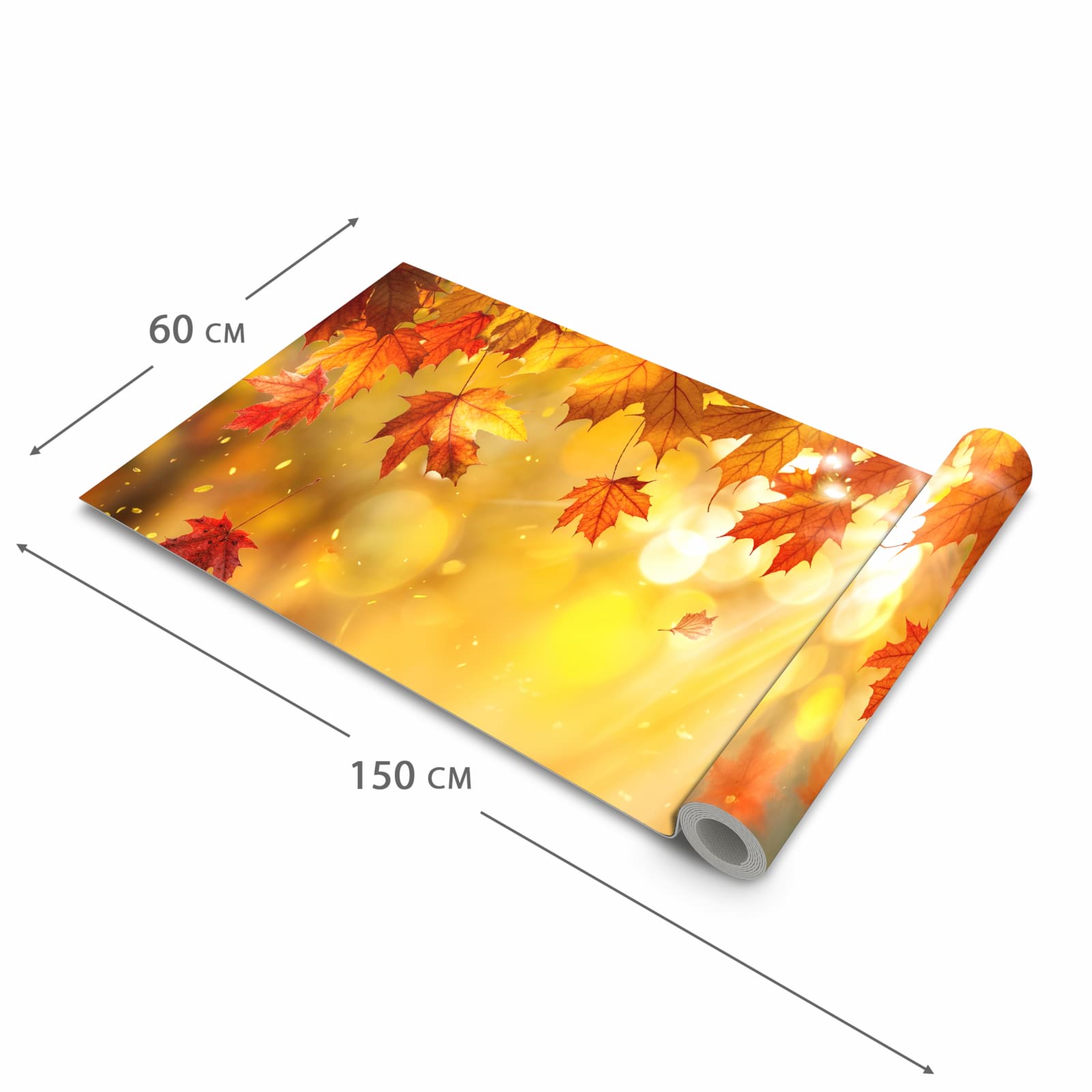 Rutschfester Küchenteppich mit Motiv Herbstblätter Sonne in der Größe 60x150 cm für Trittkomfort