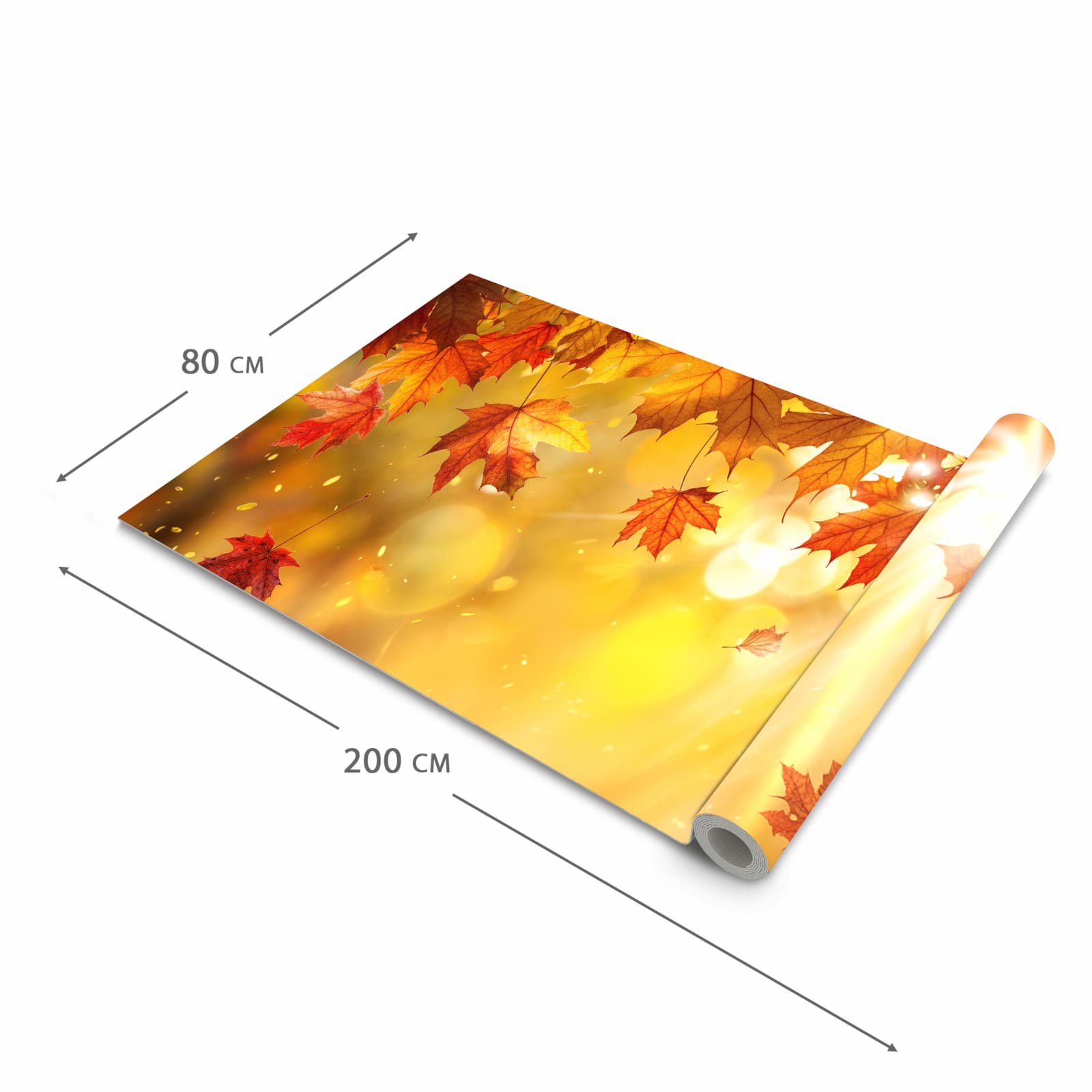 Flacher Küchenteppich mit Motiv Herbstblätter Sonne in der Grösse 60x150 cm, waschbar