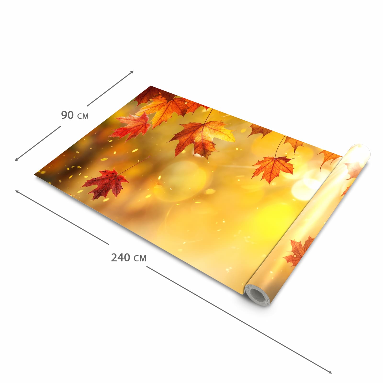 Rutschfester Küchenläufer mit Motiv Herbstblätter Sonne in der Grösse 60x180 cm für angenehme Haptik