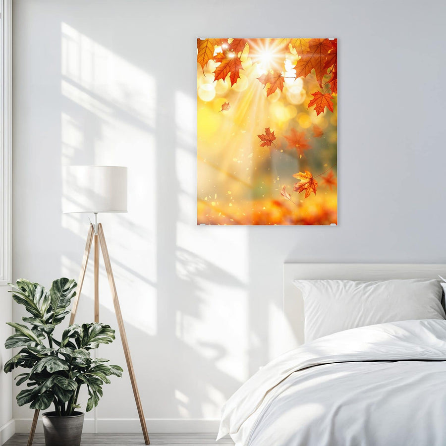 Maße Wandbild - Sonne im Ahornlaub - Hochformat