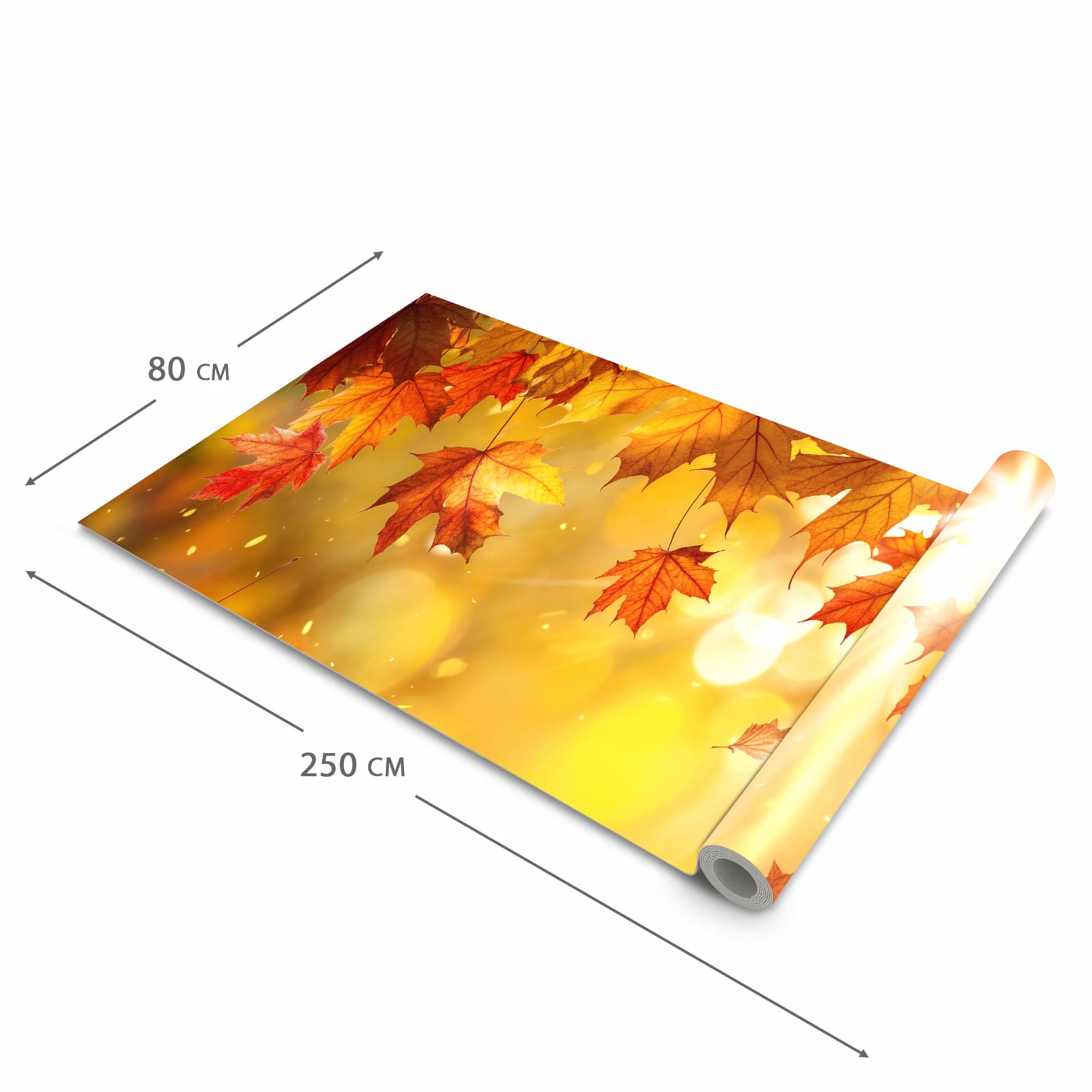 Pflegeleichter Küchenläufer mit Motiv Herbstblätter Sonne in der Grösse 60x180 cm