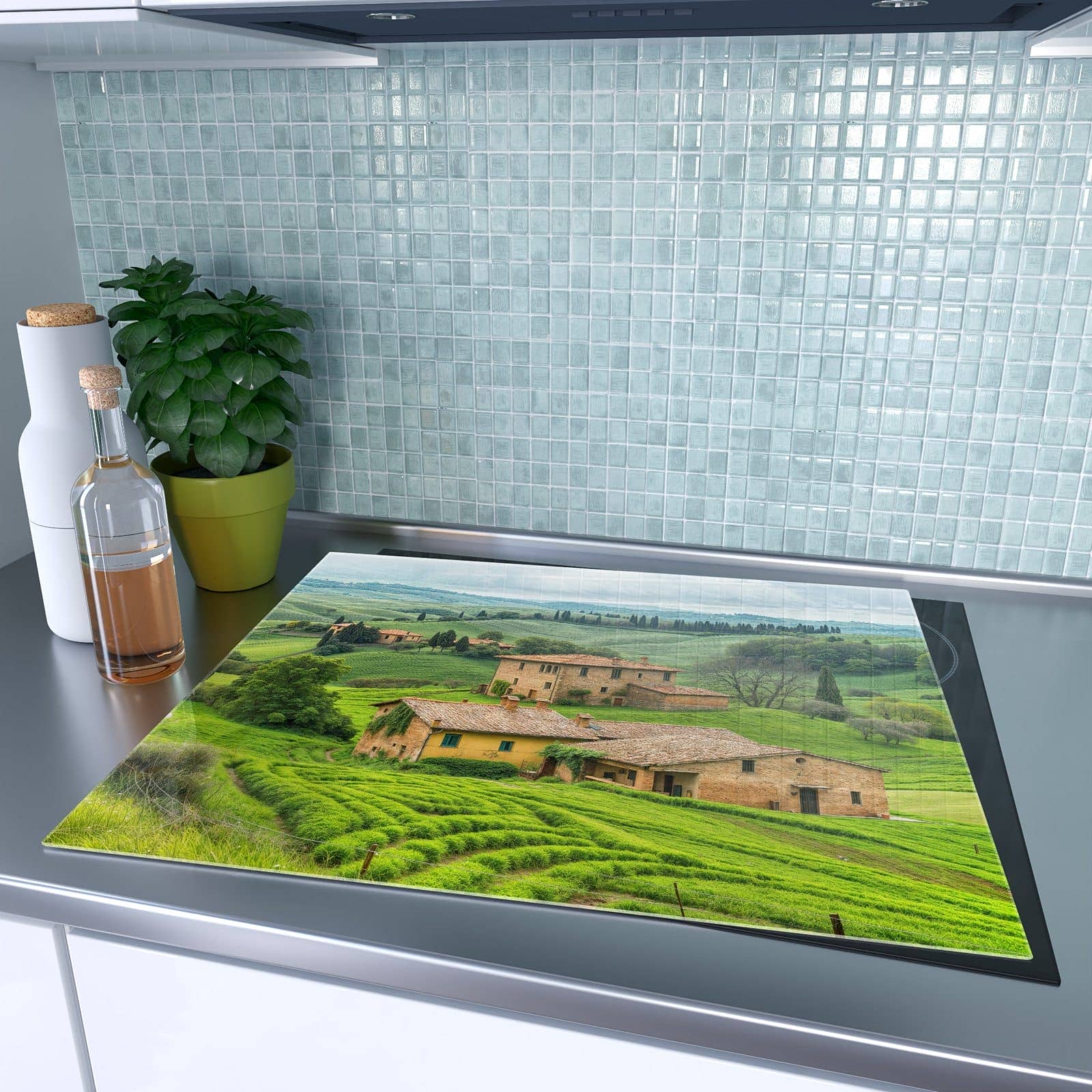 1-teilige Herdabdeckplatten mit Landschaft Italien-Motiv auf dem Ceranfeld