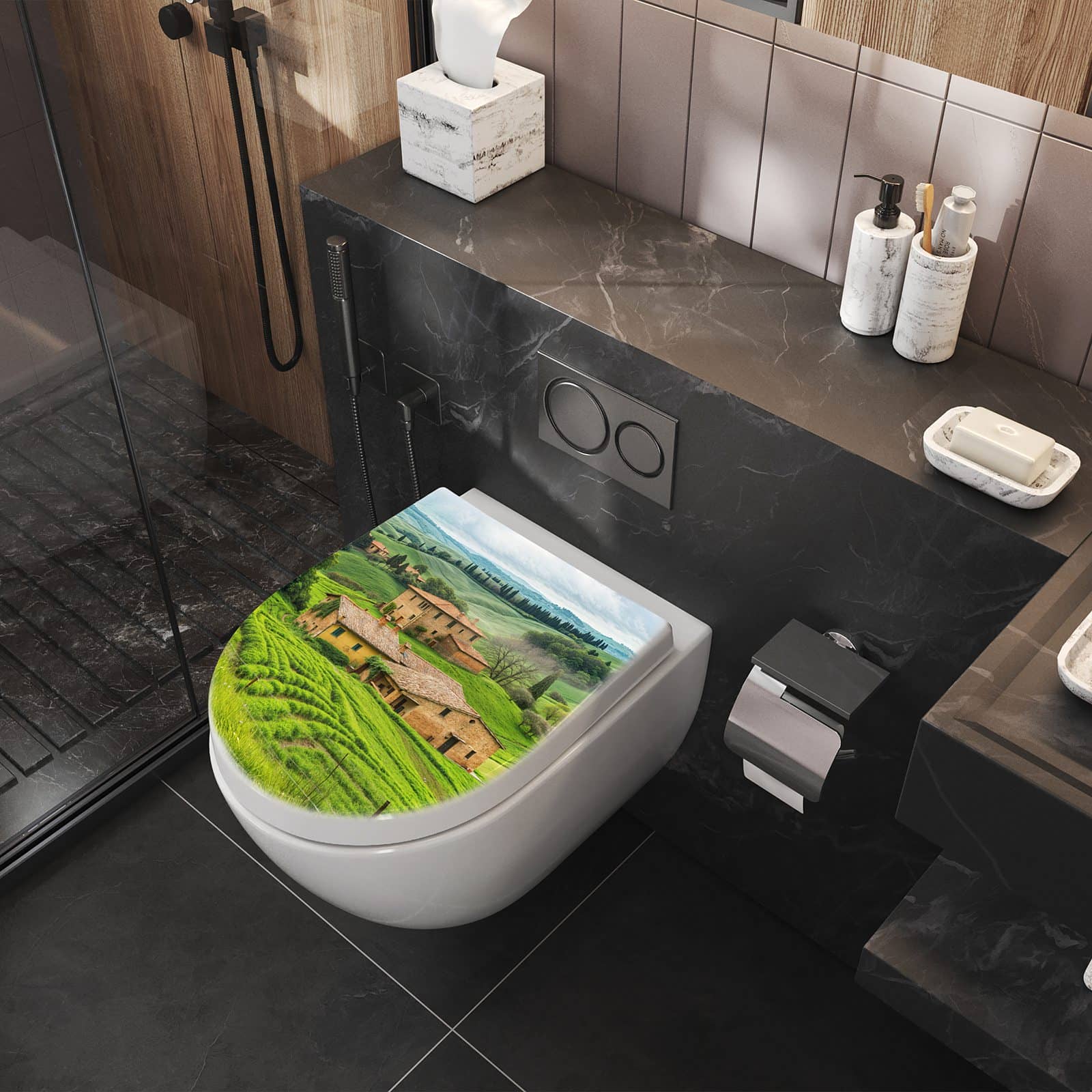 WC-Sitz mit Absenkautomatik Landschaft Italien