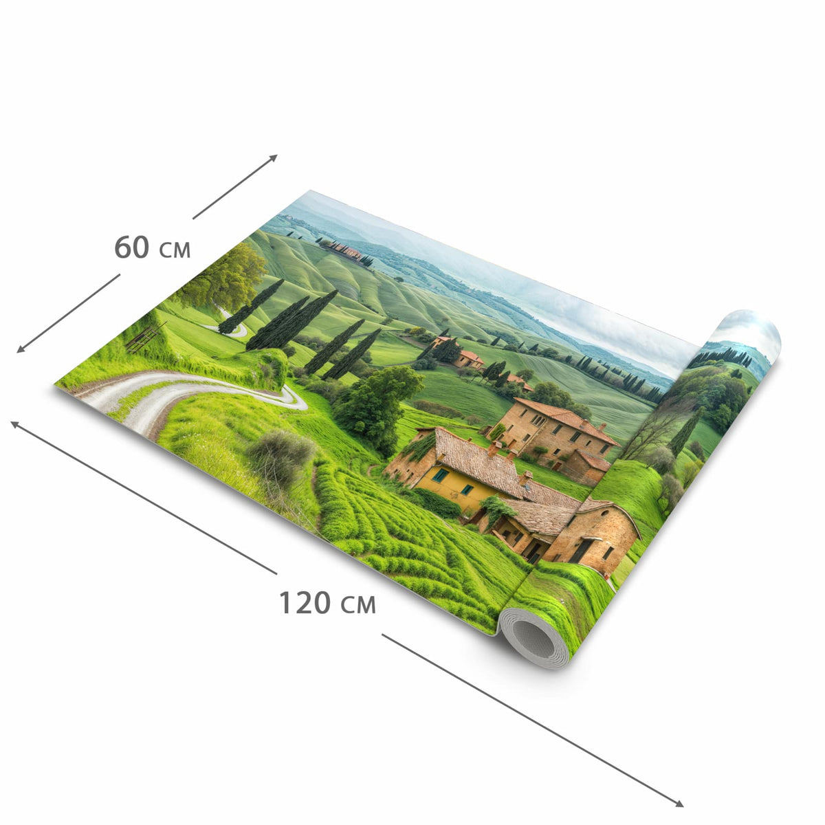 Waschbarer langer Teppich mit Motiv Landschaft Italien in der Größe 60x150 cm