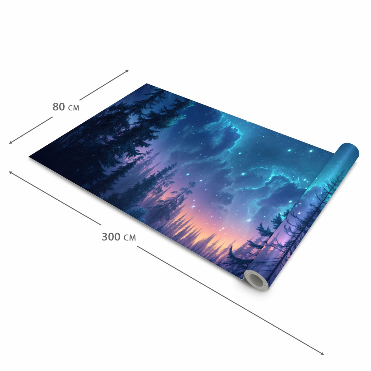 Teppichläufer Küche mit Motiv Nachthimmel Wald in der Grösse 60x150 cm - angenehme Haptik
