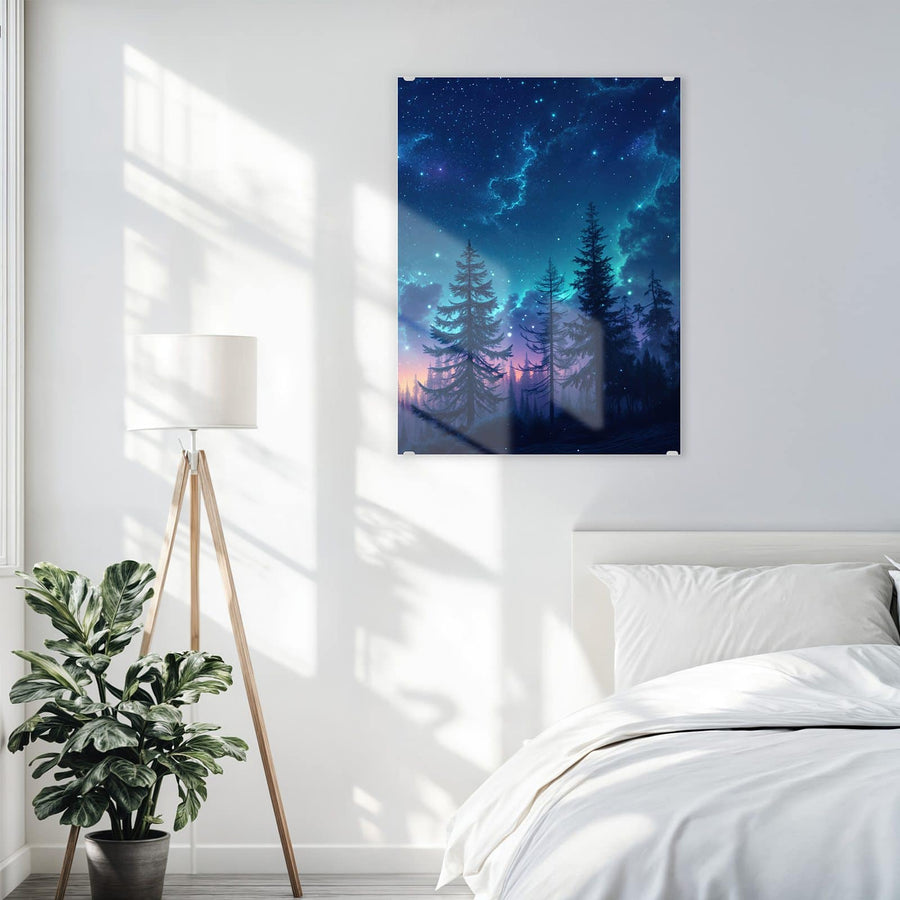 Maße Wandbild - Mondsichel über Tannen - Hochformat