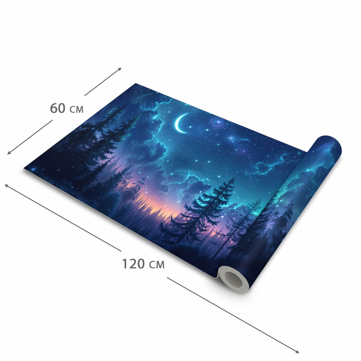 Wasserabweisender Küchenteppich mit Motiv Nachthimmel Wald in der Grösse 60x120 cm