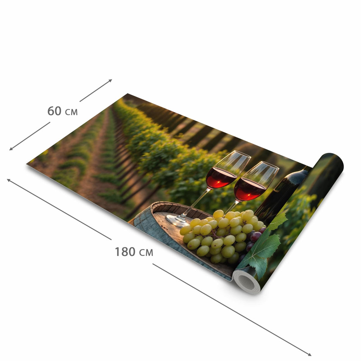 Bodenschonender Küchenläufer nach Maß mit Motiv Weinlandschaft in der Größe 60x120 cm