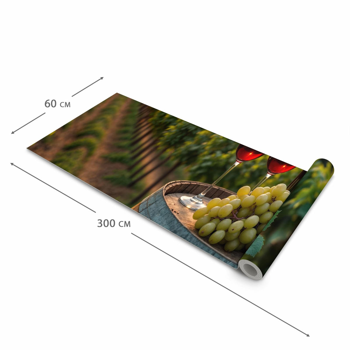 Farbbeständiger abwaschbarer Küchenläufer mit Motiv Weinlandschaft in der Größe 60x120 cm