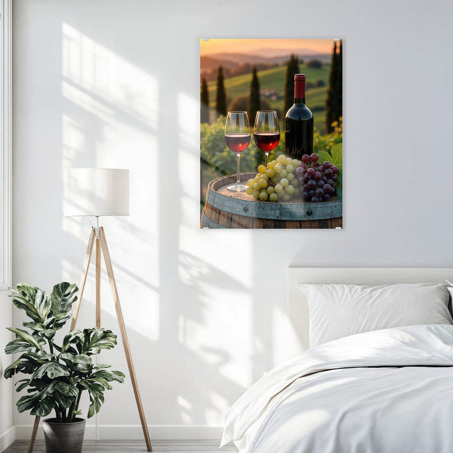 Maße Wandbild - Rotwein im Weinberg - Hochformat