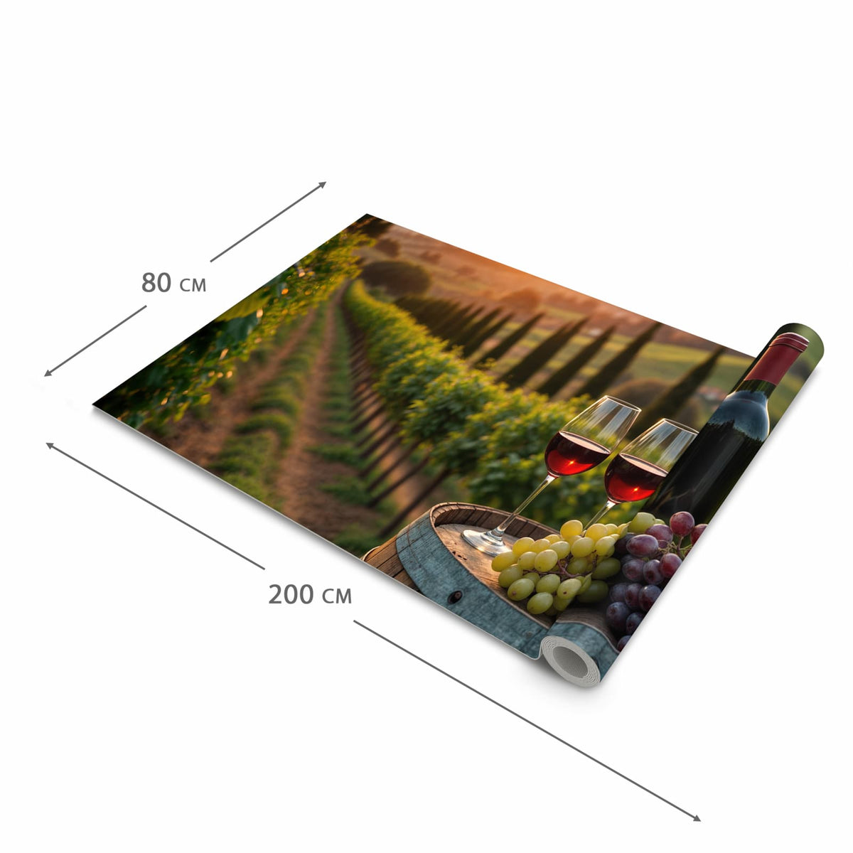 Küchenteppich mit Motiv Weinlandschaft in der Grösse 60x120 cm für sichere Aufbewahrung