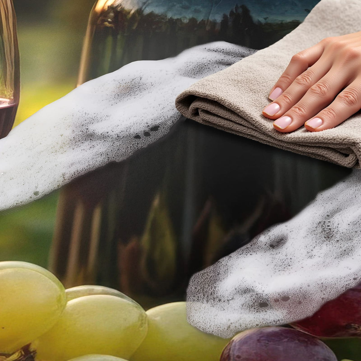 Formstabiler waschbarer Teppich fürs Esszimmer mit Motiv Weinlandschaft, einfach zu reinigen