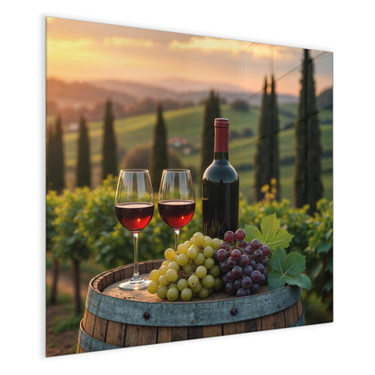 Magnettafel mit dem Motiv Rotwein im Weinberg