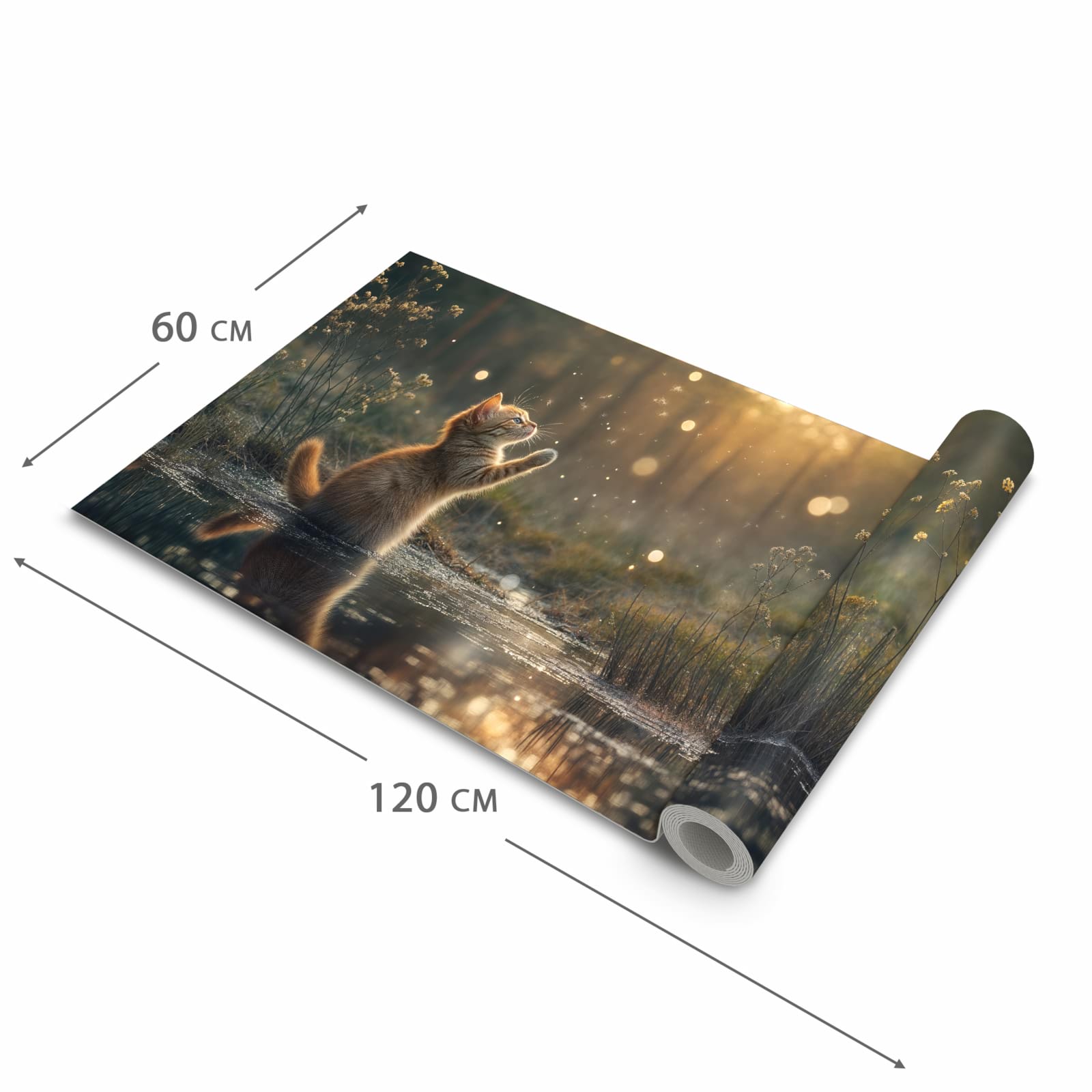 Schmutzabweisender Küchenteppich mit Motiv Katze mit Marienkäfer in der Grösse 60x120 cm