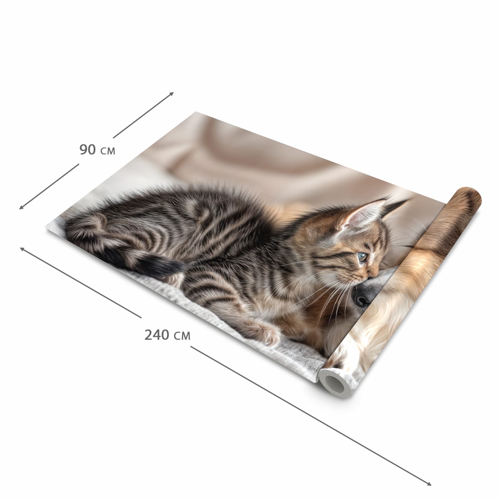 Wasserabweisender Küchenvorleger mit Motiv Welpe und Kätzchen in der Grösse 60x90 cm