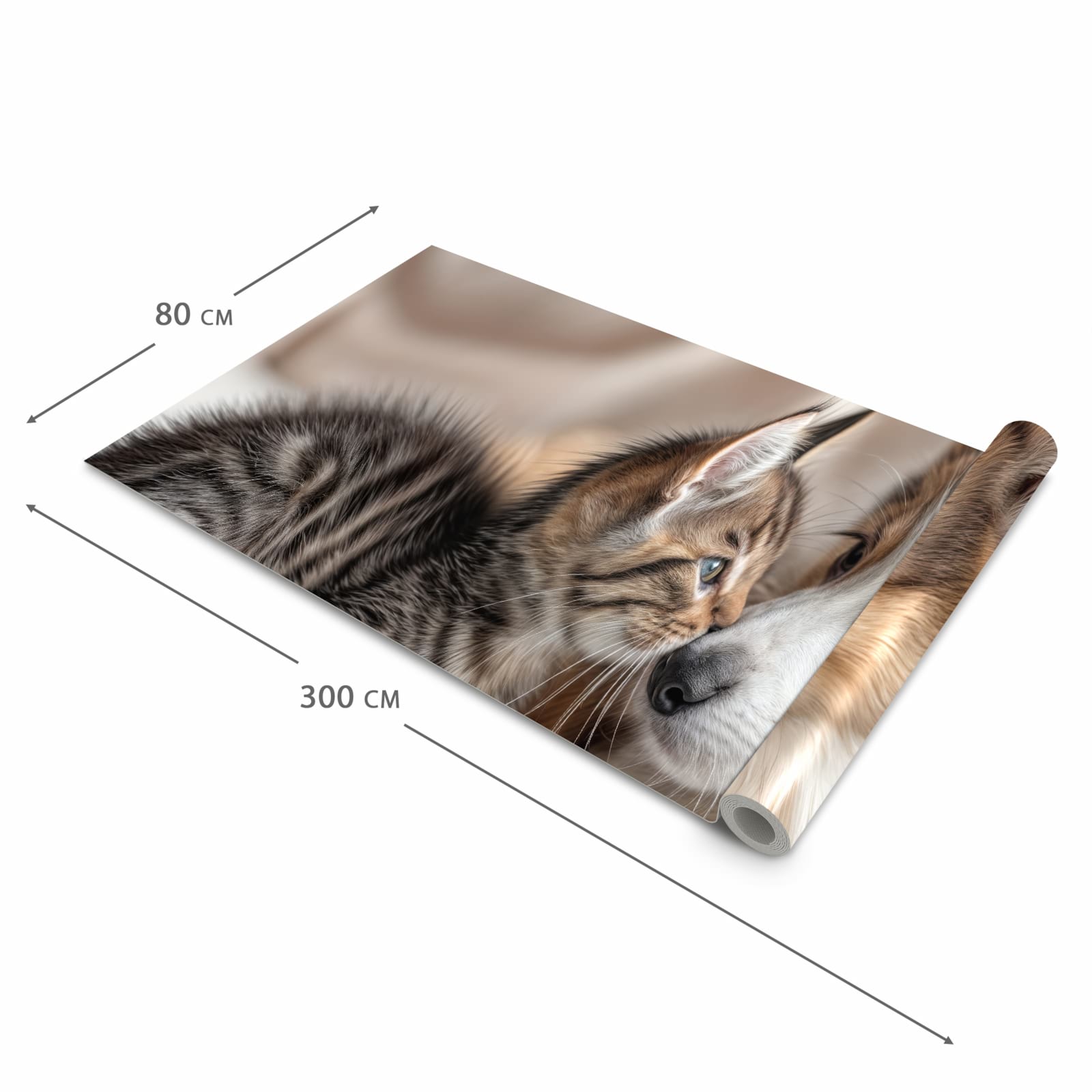 UV-beständiger Küchenläufer mit Motiv Welpe und Kätzchen in der Größe 60x90 cm