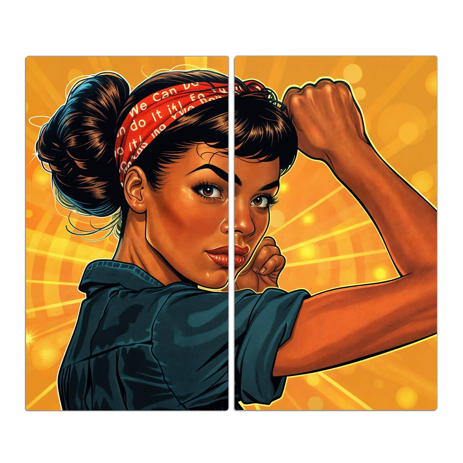 2-teilige Herdabdeckplatte für Ceranfeld mit Motivationsposter-Motiv in der Frontansicht #grösse_2-Teilig (60x52cm)