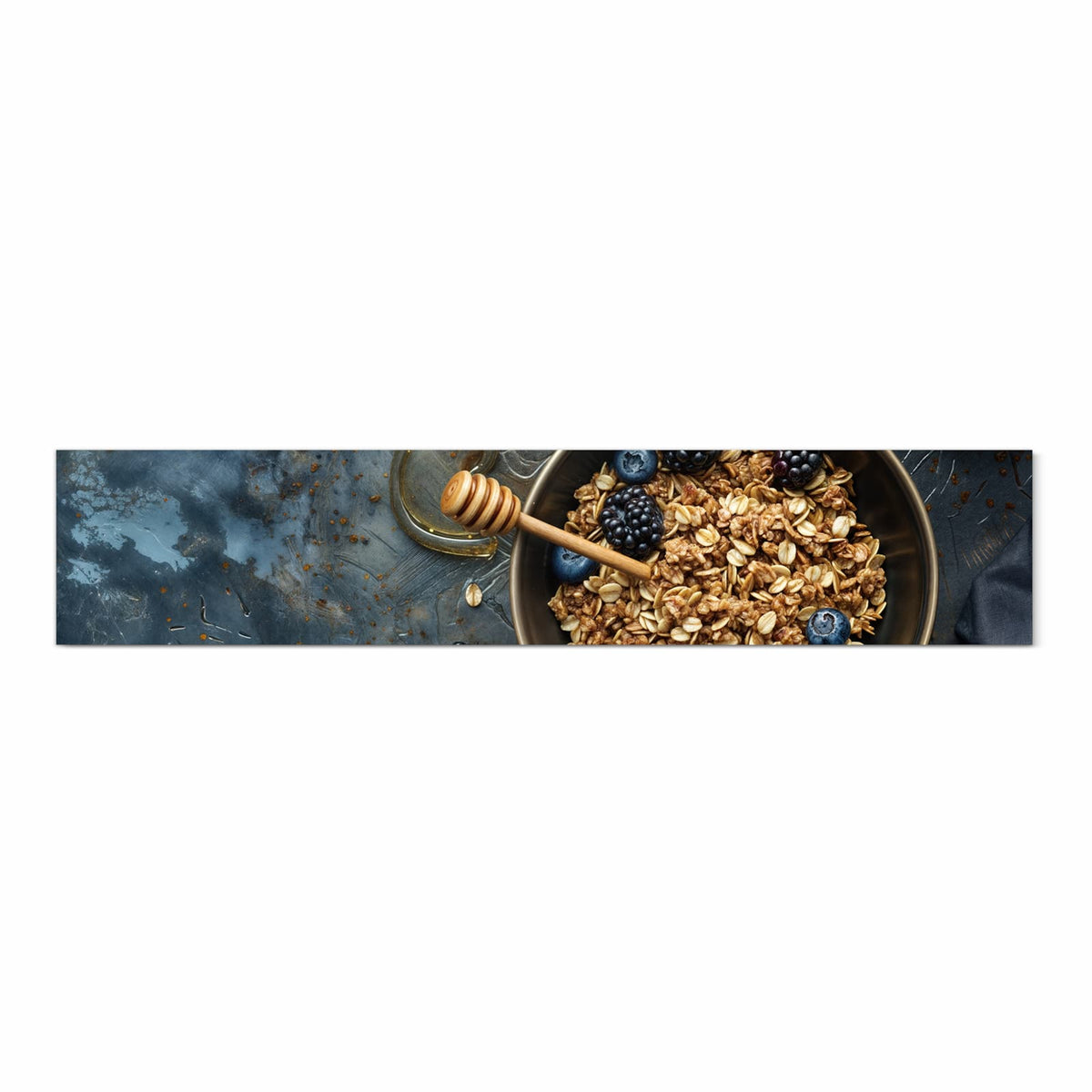 Pflegeleichter Küchenläufer mit Motiv Müsli mit Beeren in Frontansicht