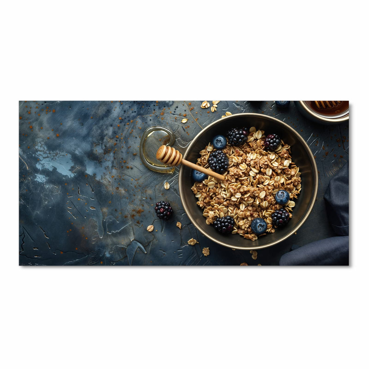 Fleckenresistenter Küchenläufer mit Motiv Müsli mit Beeren in Frontansicht