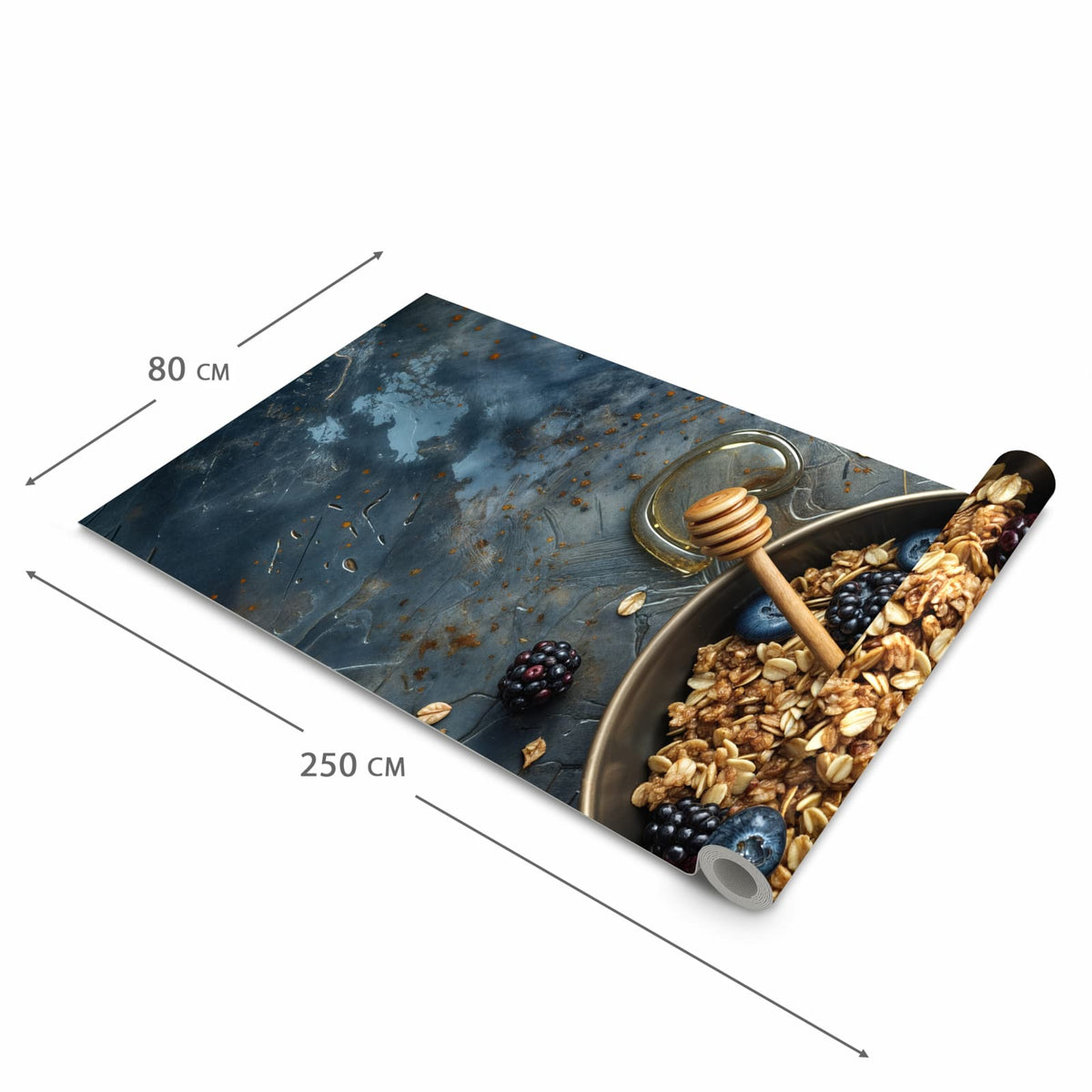 Komfortabler Bodenläufer mit Motiv Müsli mit Beeren in der Grösse 90x240 cm